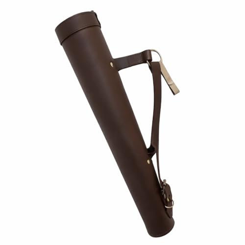 GENERIX Genuine Leather Archery Quiver 17 Inch x 3 Inch– Handmade Cowhide Suede Arrow Holder, Slim 3 Inch Tube Design, Adjustable Shoulder Strap for Traditional Archery & Hunting (Brown)