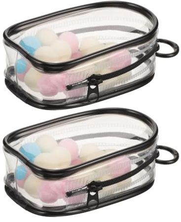 WHAMVOX 2 St Transparent Mini Dockväska med Nyckelring och Fluffboll Dammtät Displayväska för Små Figurer Bärbar Samlarförvaring för Dockor och Modellfigurer