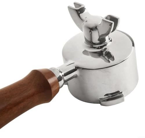 NbgrvB Portafiltro de doble boquilla de 51 mm con cesta no presurizada para máquina de espresso, mango de madera maciza, acero inoxidable 304
