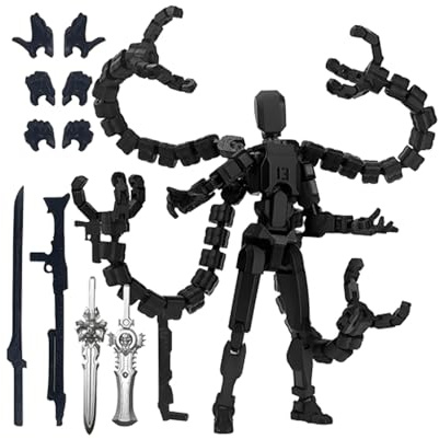 3D Printed Figure Toy, Action Figures Set, Multi-Jointed Movable Robot Toys, LuckyMobile Robot, DummyFigure Desktop Decorations, for Game Lovers Toys BirthdayGifts Party Favors