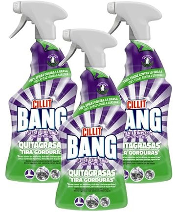 Cillit Bang Quitagrasas - Limpiador grasa y cocina spray, pack de 3 x 750 ml