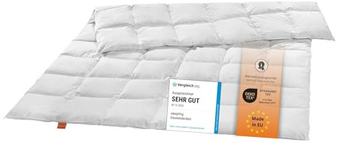 sleepling medium Daunendecke 135x200 cm, Bettdecke, Ganzjahres Decke, 90% Daunen 10% Federn, Daunenbettdecke 135 x 200 cm, Made in EU, Öko-Tex, Downpass, Nomite