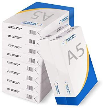 10 Risme Carta A5 80gr per Ricette Mediche, 5.000 fogli Extrabianco, Stampanti per medici.