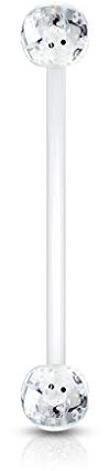 Lovepiercing Piercing Nombril Grossesse Paillettes Bébé Maternité Longue Barre Acrylique Pregnancy Bioflex Grazia Blanc