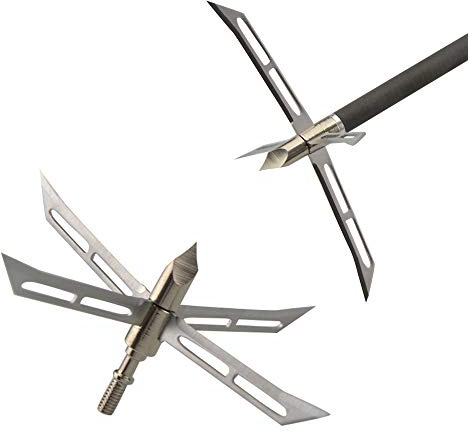 SHARROW 6pcs/12pcs Jagdspitzen Pfeilspitzen 4 Klinge Broadheads 186 Grains Edelstahl für Bogen Armbrust Carbonpfeile Pfeil und Bogen (6)