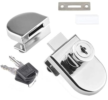 Serrure de porte d'armoire à pivot unique avec serrure en verre pour porte en verre de 5 à 8 mm, 2 clés, sans perçage requis