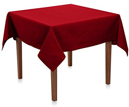 Hans-Textil-Shop Tischdecke Bordeaux Rot 80x80 Baumwolle – Uni Tischtuch quadratisch, pflegeleicht & bügelfest, handgefertigte Baumwoll Tischdecke mit 4-Seiten-Saum für Küche, Esszimmer & Deko