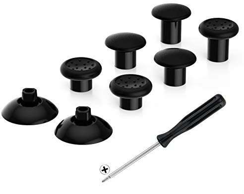 eXtremeRate 6 in 1 Thumbsticks kompatibel mit Nintendo Switch Pro Controller, Ergonoischer Analogsticks Aufsätze Kappen Ersatz Joystick Zubehör für Nintendo Switch Pro Controller [ThumbsGear]-Schwarz