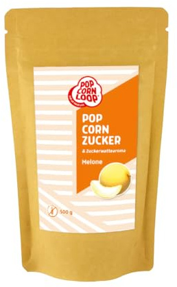 Popcornloop® Popcorn und Zuckerwatte Zucker MELONE Aroma 500gr perfekt geeignet für Zuckerwatte und Popcorn zum zubereiten Zuhause Süßes Premium Zuckeraroma