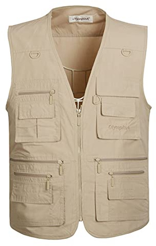 Hwalleum - Gilet casual da uomo per esterni, multifunzione, taglie forti, senza maniche, estivo, traspirante, ad asciugatura rapida, multi-tasche, gilet da esterno per lavoro, viaggi, pesca