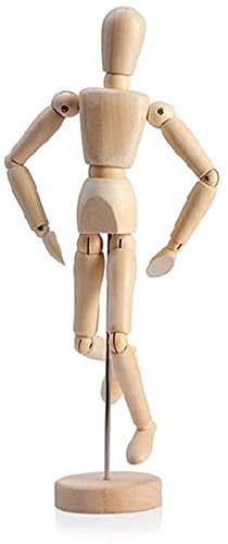 Gliederpuppe Holz 30cm Modellpuppe Verstellbare Gliederpuppe mit Sockel für Zeichnen, Malen, Kunst, Modellfigur Zeichenpuppe Holz Holzpuppe zum Zeichnen für Anfänger, Profis und Künstler