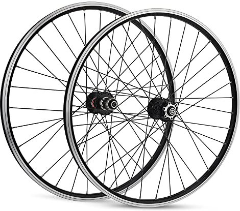 QHY Mountainbike-Laufradsatz, 26 Zoll Fahrrad Laufrad Doppelwandig Aluminiumlegierung MTB-Felge 32H 8-11-Gang-Kassette Mit Schnellspanner Schwarz Für Brakes/Felgenbremse