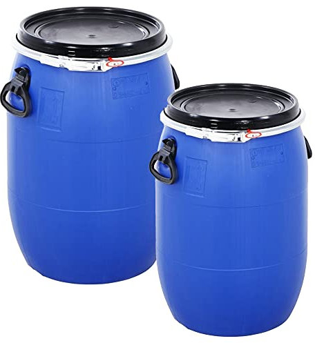 STORM TRADING GROUP 30 Litre Blue Open Top Storage Barrel Drum Keg with Lid and Latch Ring, Food Grade for Transporting/Shipping, Air Tight Barrel (1)