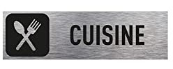 Pictogramme CUISINE (Q0202). Signalisation Porte - 170 X 50 mm - Autocollant souple ou plaque alu brossé 2mm. - Adhésif aspect aluminium brossé - Adhésif aspect aluminium brossé -