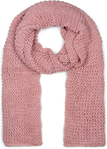 styleBREAKER Femme Longue écharpe en tricot avec motif de vagues, chaude écharpe d'hiver en tricot Couleur unie 01018168, couleur:Vieux rose-