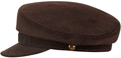 Sterkowski Lennon Mütze | 100% Baumwollkord Breton-Stil Mütze für Herren und Frauen | schiebermütze Herren schirmmütze Damen sommermütze Herren Cap Damen Sommer caps männer 58 cm Braun