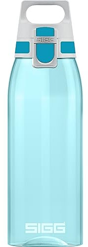 Sigg - Botella Total Color Aqua - Botella reutilizable (1 L), botella de agua impermeable y sin sustancias nocivas, botella de plástico Tritan ligera y muy resistente