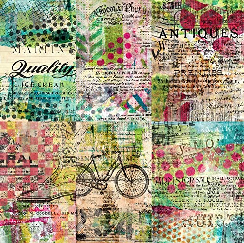 Mixed Media Reispapier, 20,32 x 26,67 cm – 6 x verschiedene bedruckte Maulbeer-Papierbilder, 30 g/m², sichtbare Fasern für Decoupage-Bastelarbeiten, gemischte Medien, Collage-Kunst