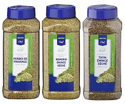 Lot d'épices voyage en Provence METRO CHEF : Herbes de Provence (230g) - Thym (220g) - Romarin émincé (100g)