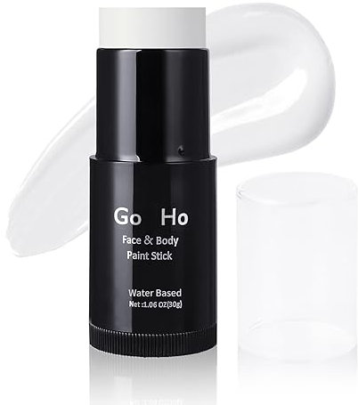 Go Ho White Face Paint Stick Washable (1.06 Oz),Non-toxic Cream to Powder Body Paint,Full-coverage Face Paint Stick for Theater Halloween SFX Cosplay Makeup