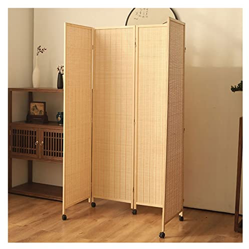 IBOWZ Raumteiler Klappbar Klappbarer Raumteiler, Schlafzimmer-Sichtschutz aus massivem Holz mit Riemenscheiben, freistehender Faltbarer Raumteiler für das Arbeitszimmer, 150 cm Höhe