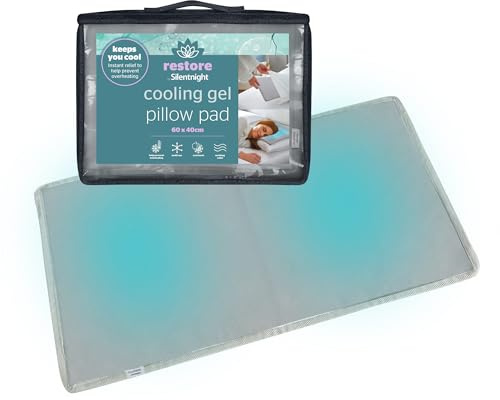 Silentnight Restore Cooling Pillow Pad - Cooling Mat Gel Pillow Cushion Insert for Night Sweats Sleeping Helps Absorb Body Heat, Prevent Overheating and Improve Sleep Quality - 60x40cm
