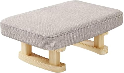 Vinbcorw Hocker aus Leinenstoff,Kleiner Fußhocker, rechteckiger Ottoman mit gepolstertem Sitz, Kiefernholzbeinen und gepolstertem Wechselschuhhocker für Wohn- und SchlafzimmerA1
