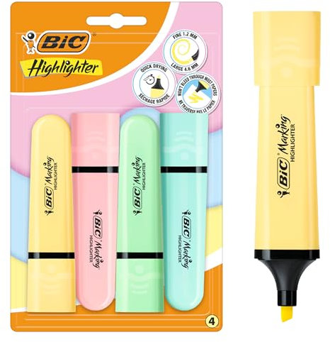 Set 4 Evidenziatori Highlighter Pastel BIC
