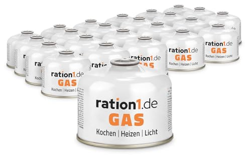 ration1 Gaskartuschen 24x230g, EN 417 Schraubventil, Campingkocher | Butan-Propan-Gemisch, Ventilkartusche mit Schraubgewinde, Camping Gas, für Gaskocher Outdoor und Notfall