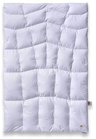 SCHLAFKÖNIG Daunendecke 135 x 200 medium warm 100% Daunen Klasse 1 mit BodyComfort-S Körperzonen für erholsamen Schlaf Made in Germany