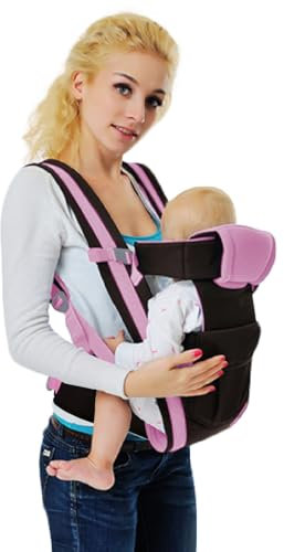 IULONEE Multifunktionale Tragetuch Babytrage Neugeborene Ab Geburt Baby Bauchtrage Rückentrage Ergonomische Praktische Babytrage Verstellbare Tragetasche Baby Für Babys Von 3-36 Monaten (Rosa)