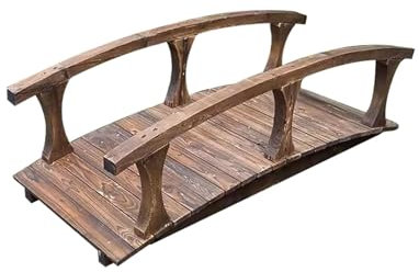ZIMGOD Gartenbrücke 140 cm Garten-Gehbrücke, 50 cm Hoch Teichfußgängerbrücke, Kleine Wasserbrücke mit Doppeltem Sicherheitsgeländer, Rustikale Wegbrückendekoration