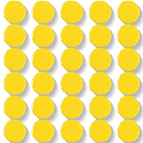 DUJEQM Calamite Frigorifero, Calamite Potenti, 30 Pezzi Mini Calamite Piccole Rotonde, Magneti per Lavagna Magnetica, Magnete Potente Calamita Frigo per Calendario Foto Ufficio Scuola Cucina (Gialle)