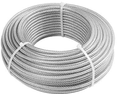 OZXJW 20/50/100 Meter 304 Edelstahl-Drahtseil, weiches Angelhebekabel, Wäscheleine, Durchmesser 0,5/1,5/1,8/2/3/4/5/6/8 mm, rostfrei(50 Meter,Diameter 3mm)