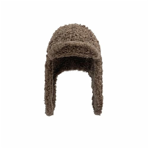 GIBZ Winter-Trappermütze Kunstfell Winddichte Russische Winter Mütze Wintermütze Herren Damen Fliegermützen mit Ohrenklappen Hellbraun (56-58cm)