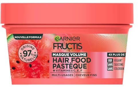 Garnier - Fructis Hair Food – Volumenmaske mit Wassermelone – 97% vegane Formel aus natürlichem Ursprung – für feines Haar – 320 ml