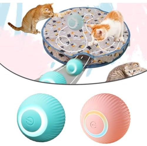 Interactive katzen spielzeug, Katzen Spielteppich, Katzenspielzeug Selbstbeschäftigung Matte Mit Ball, 2 in 1 Simuliertes Jagd Cat Toy, Katzenball Spielmatte für Stimuliert den Jagdinstinkt (Stil 1)