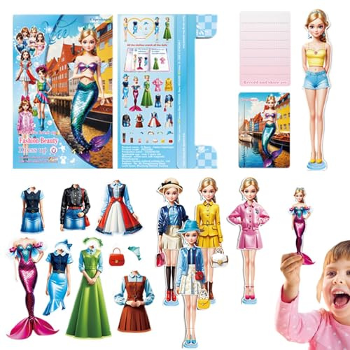 Magnetische Puppen-Anziehsets, magnetische Anziehpuppen für Mädchen - Magnetisches Prinzessinnen-Anziehspiel | -Aktivitäten, magnetisches Anzieh-Stickerbuch, pädagogisches Kinderspielzeug für