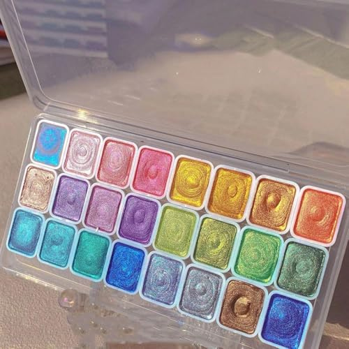 YGSIKY Veränderliches Aquarellfarben-Set, Glitzer-Aquarellfarben-Vollfarbkasten, Veränderliches Aquarellmal-Set, Farb-Aquarellmal-Set, Metallic-Aquarellfarben-Set für Erwachsene und Anfänger (D)