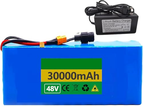 Batería Bicicleta Eléctrica 36V 48V 10Ah 15Ah 20Ah 25Ah 30Ah Batería Iones Litio PVC Impermeable Batería De Alta Potencia con Cargador para 250W 500W 1000W Motor 36V 20AH,XT60