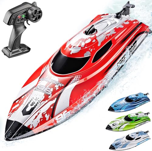BEZGAR RC Boats - Remote Control Boat, Light Fast Racing RC Boat, TX126 Red