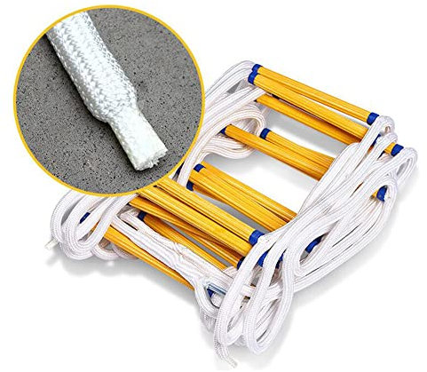 Emergency Fire Escape Ladder Hooks Rope Ladder Kids and Adults Evacuation Ladder Compact Lightweight Escape from Window and Balcony Weight Capacity up to 420Kg/Silver/8M/26Ft