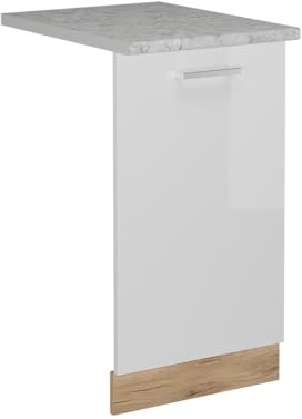 Vicco Tapa del lavavajillas R-Line, Blanco Alto Brillo, 45 cm, ET Mármol