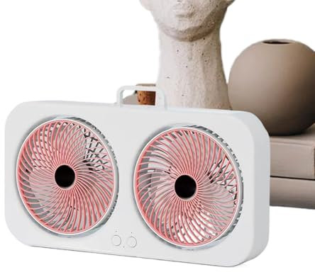 Generico Ventilatore Da Scrivania | Raffreddatore ad Aria con Doppia Testa,Ventilatore USB Ricaricabile Appendibile Silenzioso per Campeggio Viaggio Spiaggia Palestra