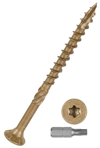 DTGN 150Pack #9x2-1/2 Deck Wood Screws kit Carbon Steel Tan | Wood Screws Epoxy-Coated Decking Screws W/ T25 Torx Star Drive Bit,Good for Decks,Fences,Frames,Farms,Outdoor Furniture