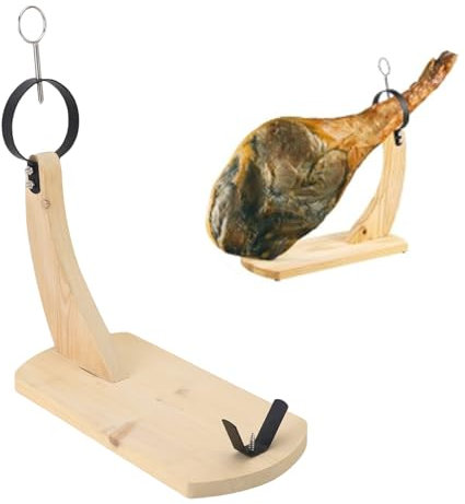 Denash Ham Stand, Wooden Ham Holder Stand Jamonero Holder Easy Assembly Jamon Holder Ham Cutting Rack for Spanish Hams and Italian Prosciutto (L)