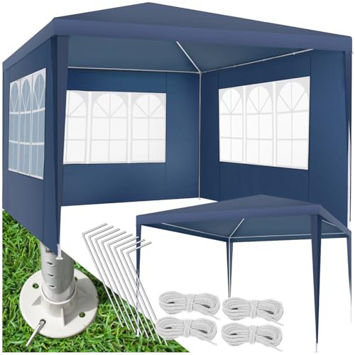 tectake® Tonnelle de Jardin Exterieur Tente de Reception 3x3m Protection UV 30+, Cadre Extra Solide en Acier époxy, Barnum Chapiteau Gazebo Pavillon de Jardin, résistant à l'eau avec Parois Amovibles