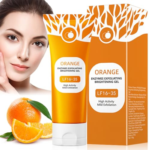 Orange Peeling Gel, Natural Orange Enzymes Exfoliating Gel, Deep Exfoliating Cleanser for Face and Body, Facial Scrub Exfoliator, Gentle Effective Radiant Skin Scrub with Bubble Formula