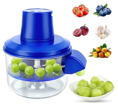 Automatic Grape Peeler Machine, Portable Cordless Fruit Skin Remover for small Fruit & Vegetable（Cherry Tomatoes and Grapes）, Electric Peeler with 50W Motor and Stainless Steel Blade (Blue)