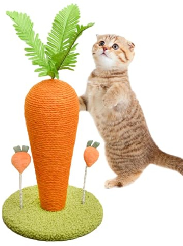 Poste Rascador para Gatos - Rasscador para Gattos De Zanahoria Y Sisal Natural De 970 G | Lindo Gatito Rascador Vertical Gato Árbol Garra Rascaddor para Gatos Pequeños Gatito Juguetes Suministros